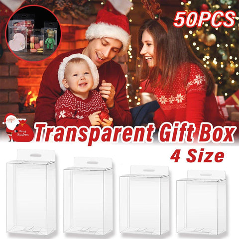 Premium 50 Pack Clear Transparent Gift Boxes with Hooks 9x5x12cm