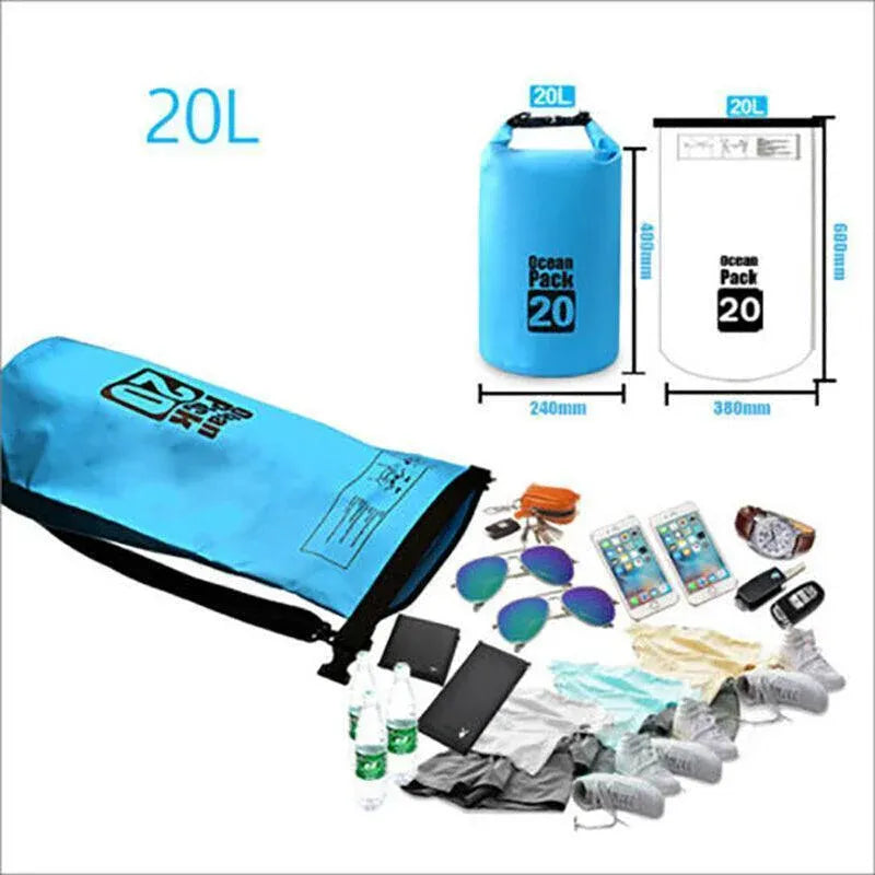 Premium 20L Yellow Waterproof PVC Dry Bag Outdoor Camping Fishing Canoeing