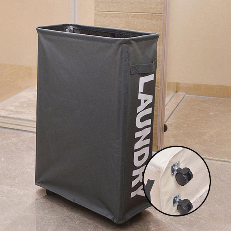 Red Mesh Laundry Basket with Drawstring Top, 39*18.5*58CM, Foldable, Wheels - SuperSaverAU - view 3