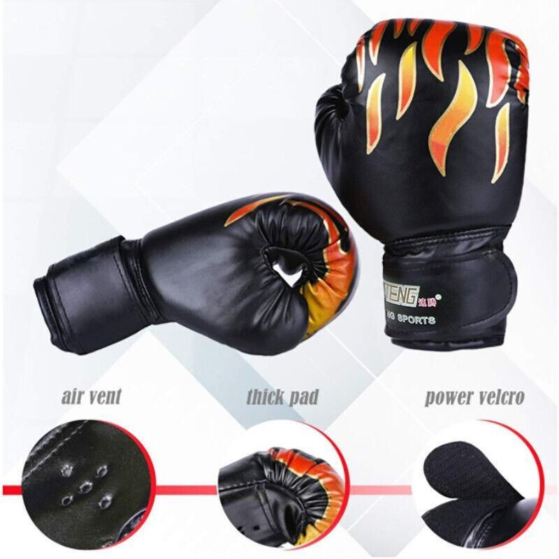 Premium Kids Boxing Sparring Gloves with Ventilated Palm & PU Leather - Black
