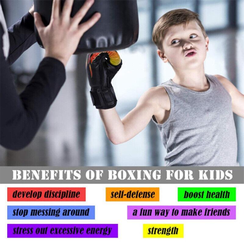 Premium Kids Boxing Sparring Gloves with Ventilated Palm & PU Leather - Red