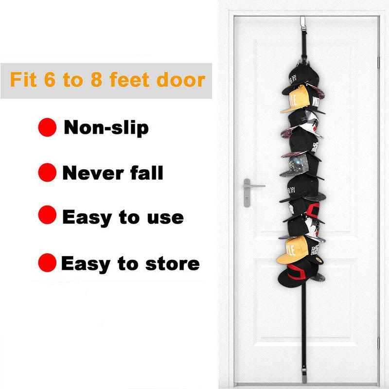 Premium Over Door Baseball Cap Hat Rack with 20 Clips Closet Organiser