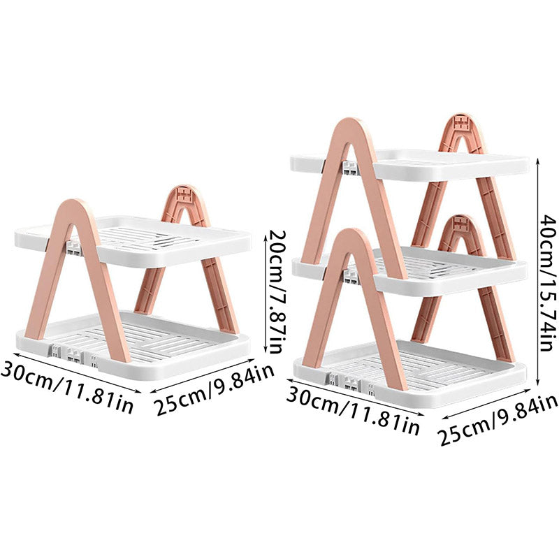 Premium Pink 3 Tier Foldable Shoe Rack Removable Space Saving Storage Shelf