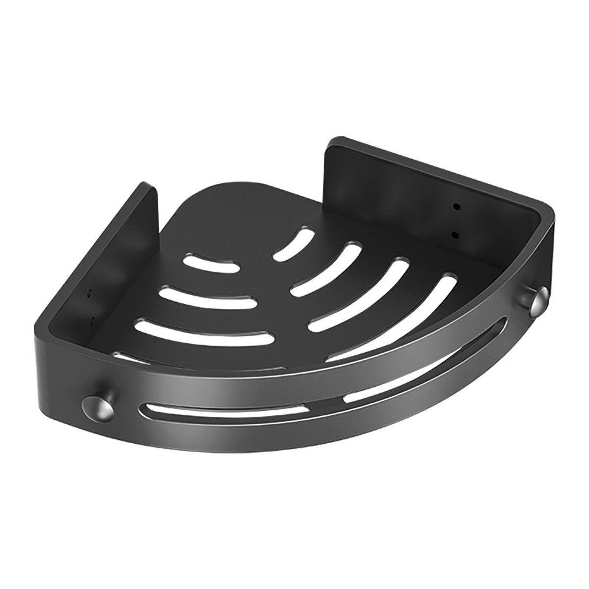 Premium Punch-Free Corner Shower Shelf – Black 2 Layers