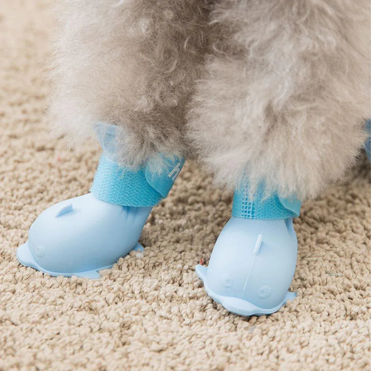Premium Cartoon Pet Rain Boots 4pcs Waterproof Non-Slip - Blue M