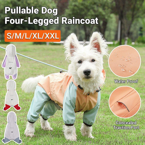 Pullable Dog Four-Legged Raincoat - Waterproof, Hooded, Reflective - XXL - SuperSaverAU - view 1