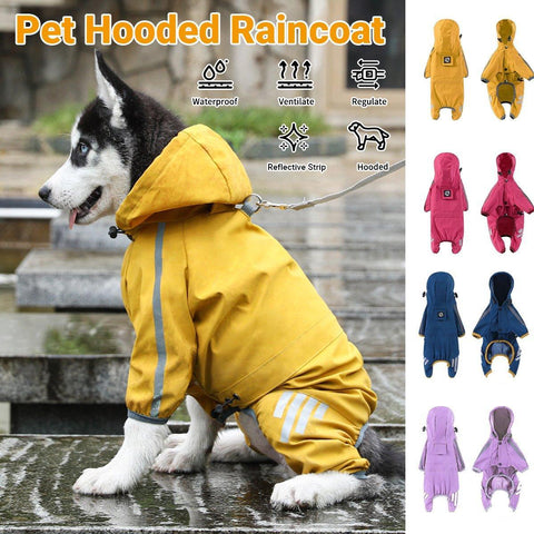 Waterproof Hooded Pet Raincoat with Reflective Strips - Purple - XXL - SuperSaverAU - view 1