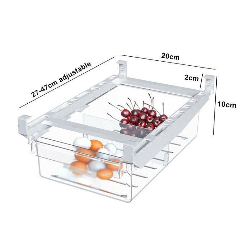 Premium 2 Piece Adjustable Under Shelf Fridge Drawer Organisers