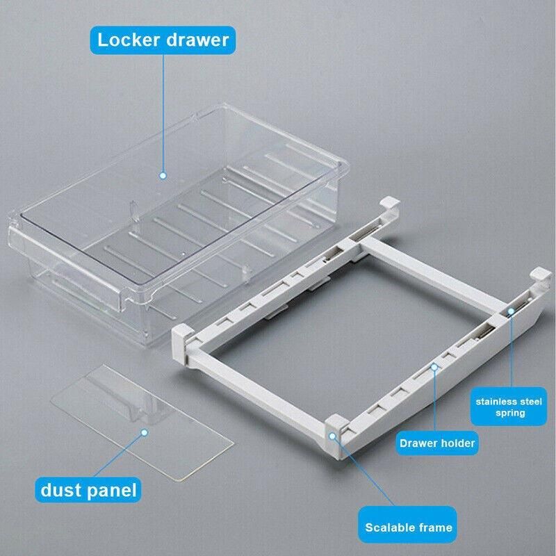 Premium 2 Piece Adjustable Under Shelf Fridge Drawer Organisers