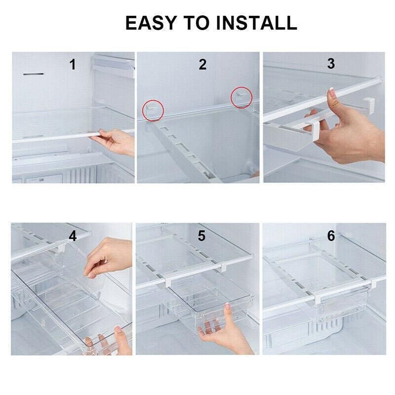 Premium 2 Piece Adjustable Under Shelf Fridge Drawer Organisers