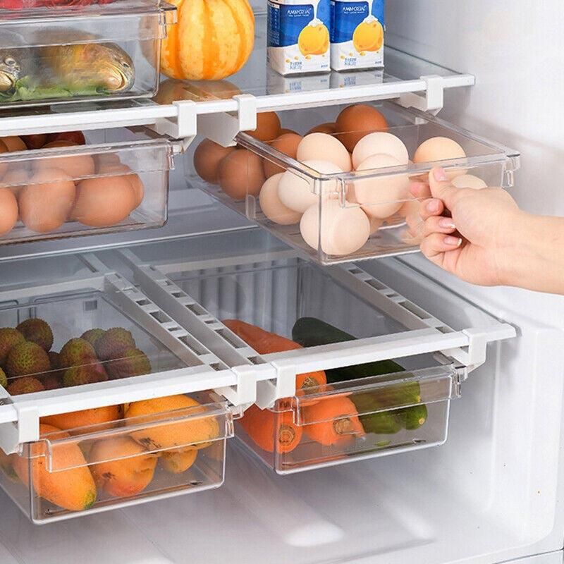 Premium 2 Piece Adjustable Under Shelf Fridge Drawer Organisers