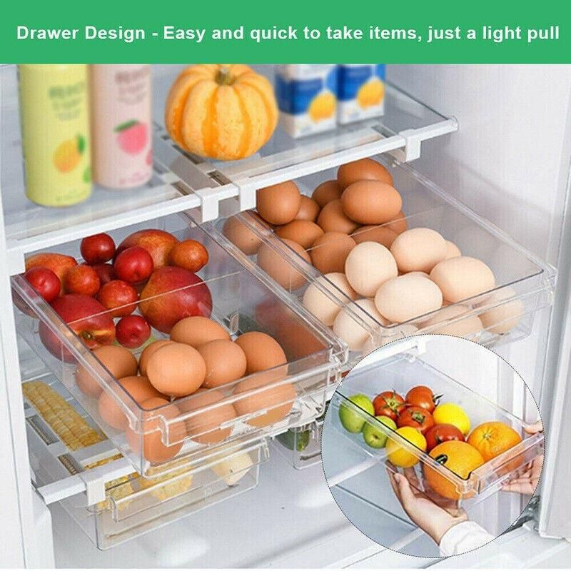 Premium 2 Piece Adjustable Under Shelf Fridge Drawer Organisers