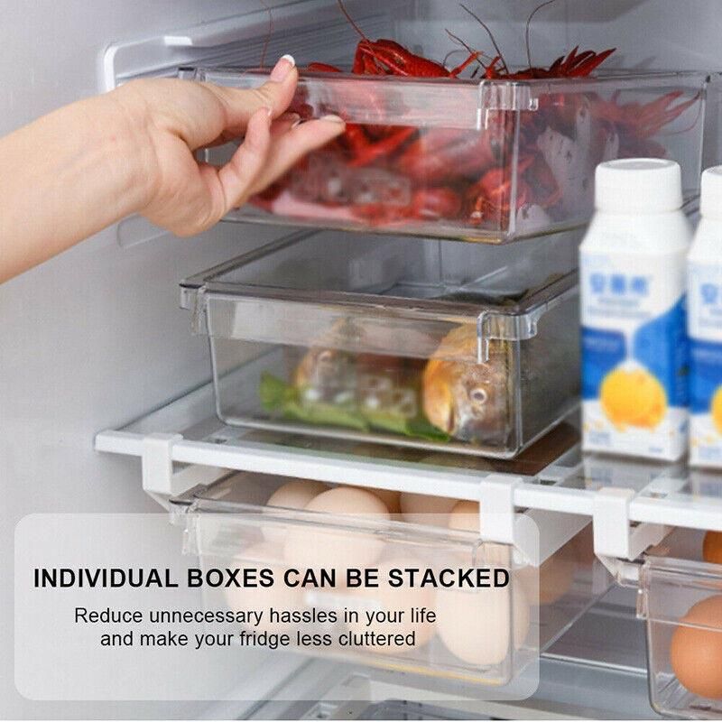 Premium 2 Piece Adjustable Under Shelf Fridge Drawer Organisers