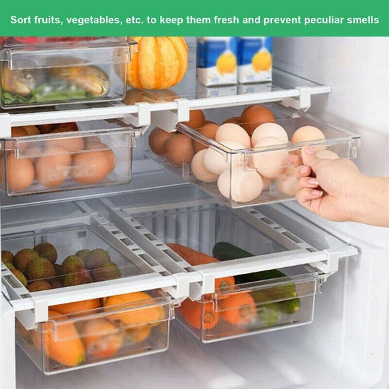 Premium 2 Piece Adjustable Under Shelf Fridge Drawer Organisers