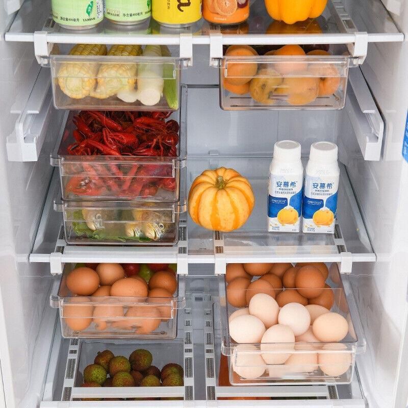 Premium 2 Piece Adjustable Under Shelf Fridge Drawer Organisers