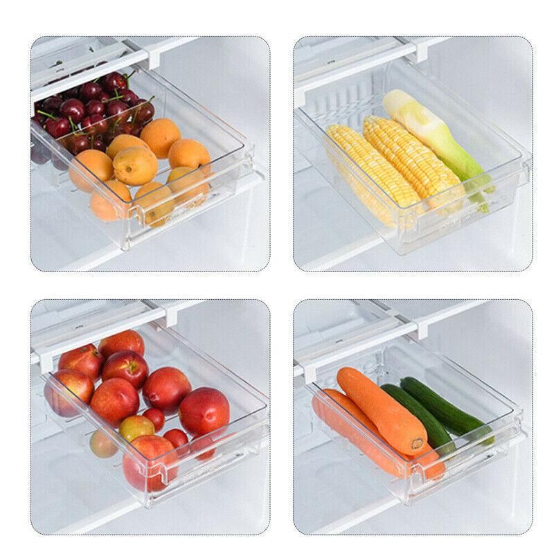 Premium 2 Piece Adjustable Under Shelf Fridge Drawer Organisers