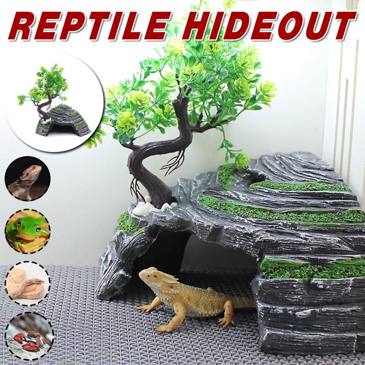 Reptile Hide House Nest Cave Sundeck Shelter 13cm for Lizard Snake Habitat - SuperSaverAU - view 1