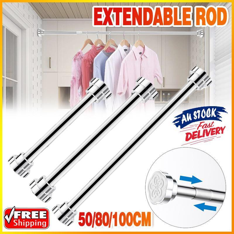 Stainless Steel Adjustable Tension Rod 50-160cm, Easy Install, No Drilling - SuperSaverAU - view 1
