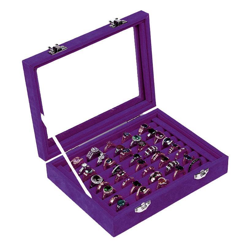 Premium Beige Velvet Ring Earring Jewellery Display Box Storage Case