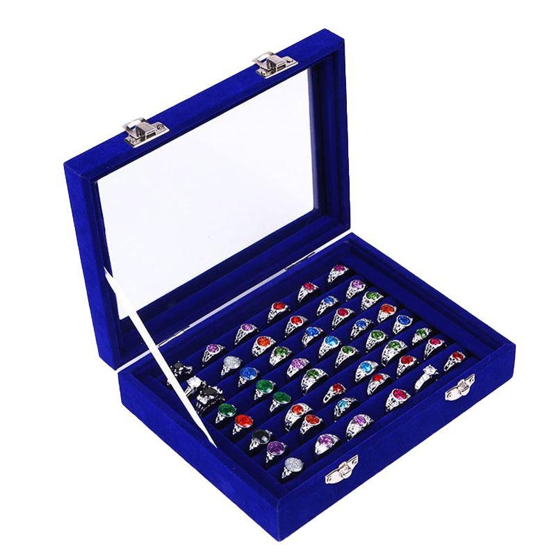Premium Beige Velvet Ring Earring Jewellery Display Box Storage Case