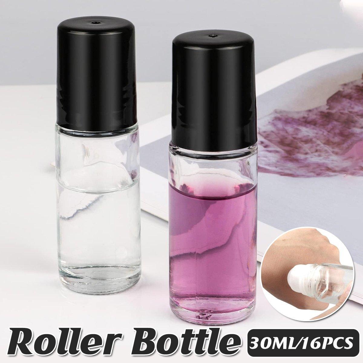 16x 30ml Clear Glass Roller Bottles - Durable, Leak-Proof, Precision Application - SuperSaverAU - view 1