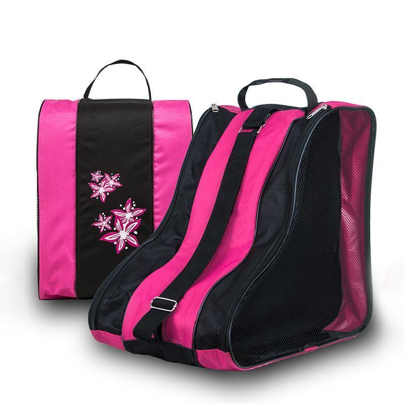 Premium Nylon Ice Skate Carry Bag with Mesh Panel & Shoulder Strap - Red