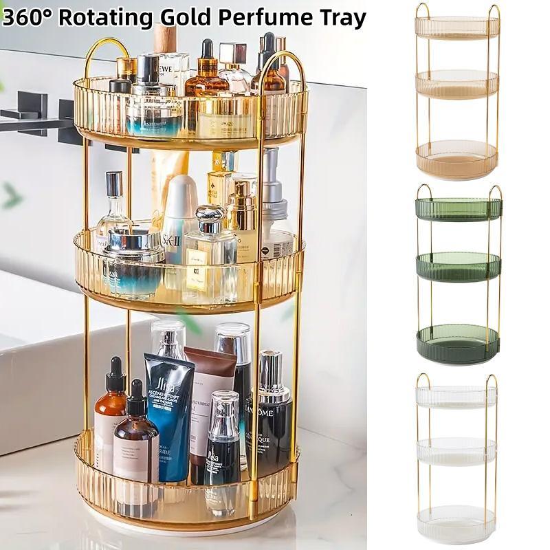 Rotating Cosmetic Organiser 47x23x5cm - Multi-Compartment Storage, White - SuperSaverAU - view 1