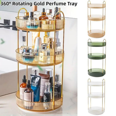 Rotating Cosmetic Organiser 47x23x5cm - Multi-Compartment Storage, White - SuperSaverAU - view 1