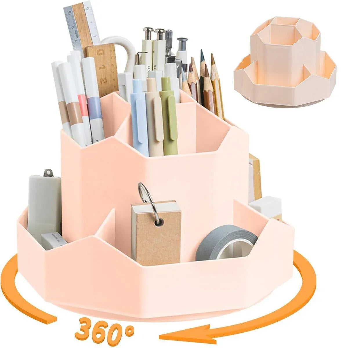 Premium 360° Rotating Pen Holder – 9 Compartments