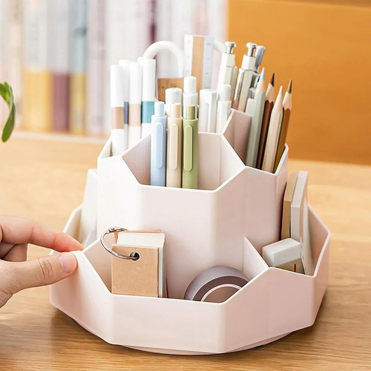Premium 360° Rotating Pen Holder – 9 Compartments