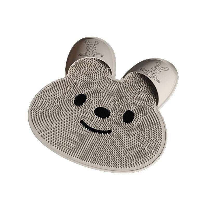 Premium Rabbit Silicone Foot Scrubber Mat – Khaki 45 x 45cm