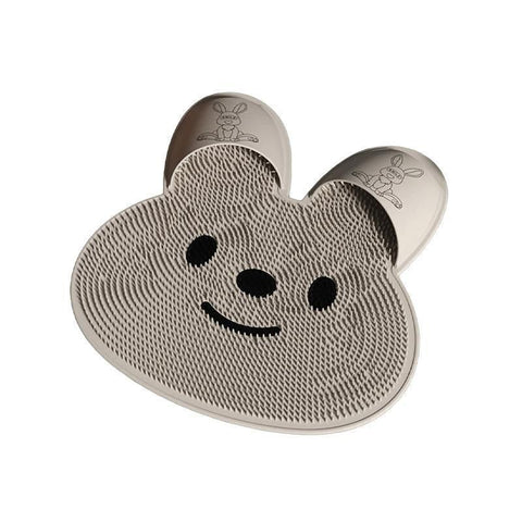 Premium Rabbit Silicone Foot Scrubber Mat – Khaki 45 x 45cm
