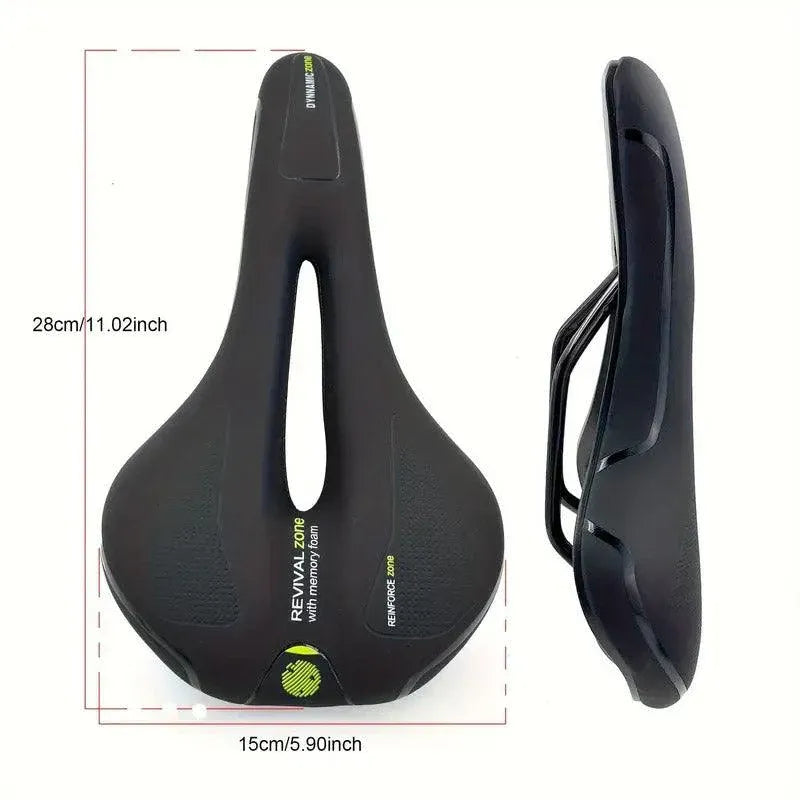 Premium MTB Hollow Bicycle Saddle with Memory Foam & Stainless Steel Rails - Red