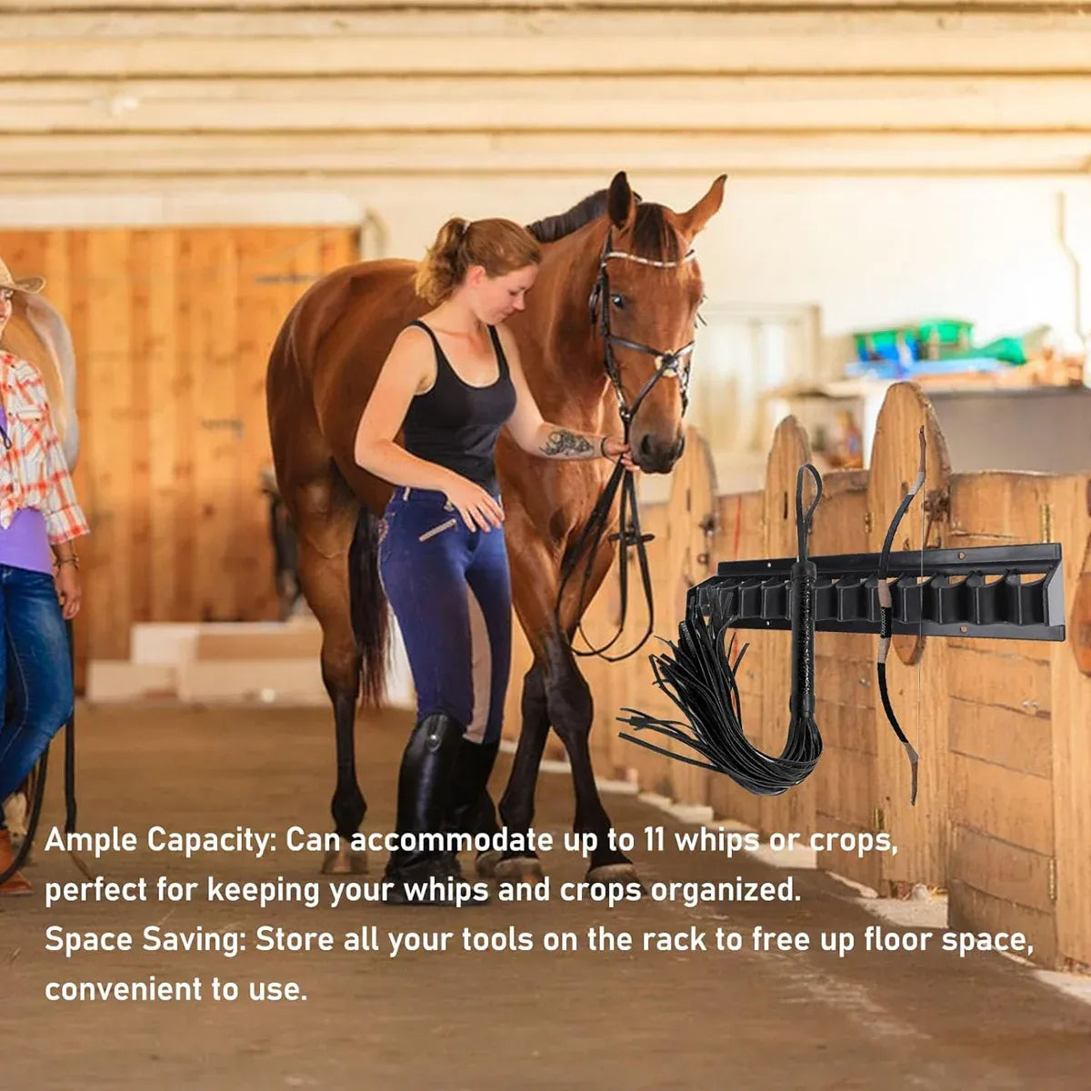 Premium Wall Mount Horse Whip Storage Rack with 11 Slots
