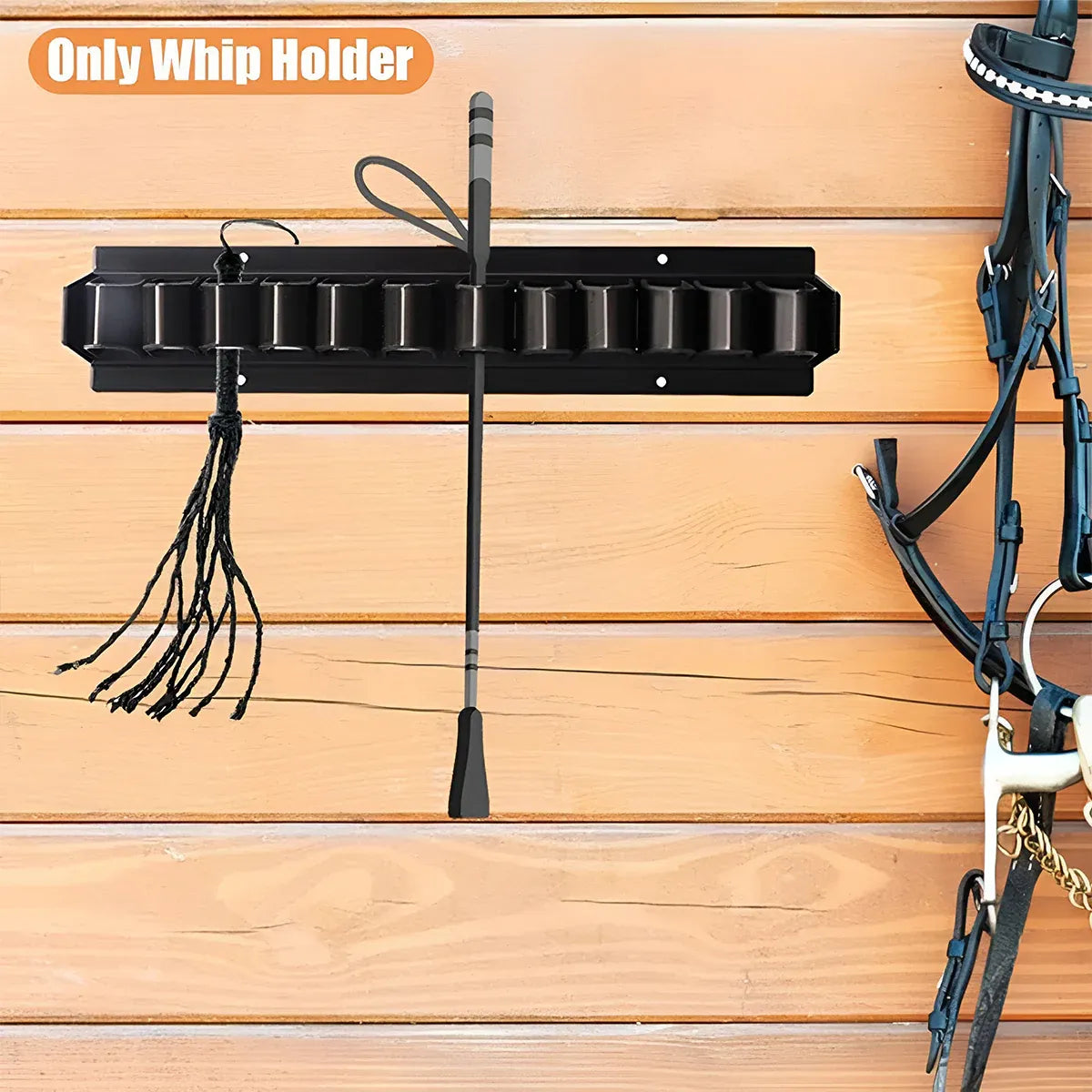Premium Wall Mount Horse Whip Storage Rack with 11 Slots