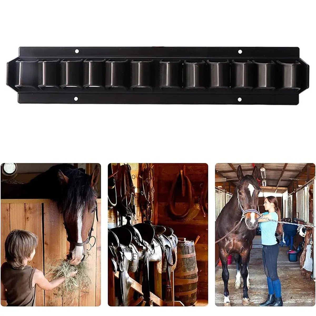 Premium Wall Mount Horse Whip Storage Rack with 11 Slots