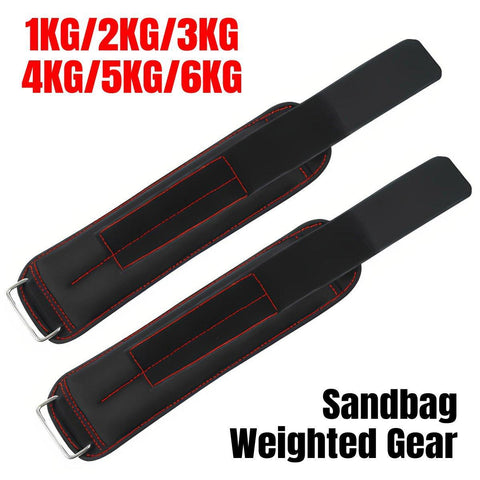 Premium Adjustable Sandbag Ankle & Wrist Weights Pair 2 x 1.5kg - Black/Red