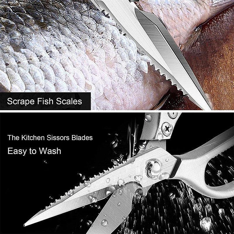 Premium Japanese Kitchen Scissors – Silver Stainless Steel 2 Pack