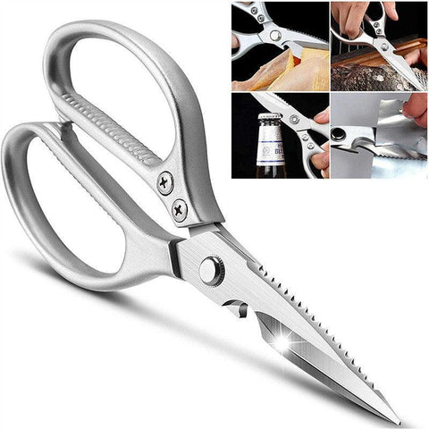 Premium Japanese Kitchen Scissors – Silver Stainless Steel 2 Pack