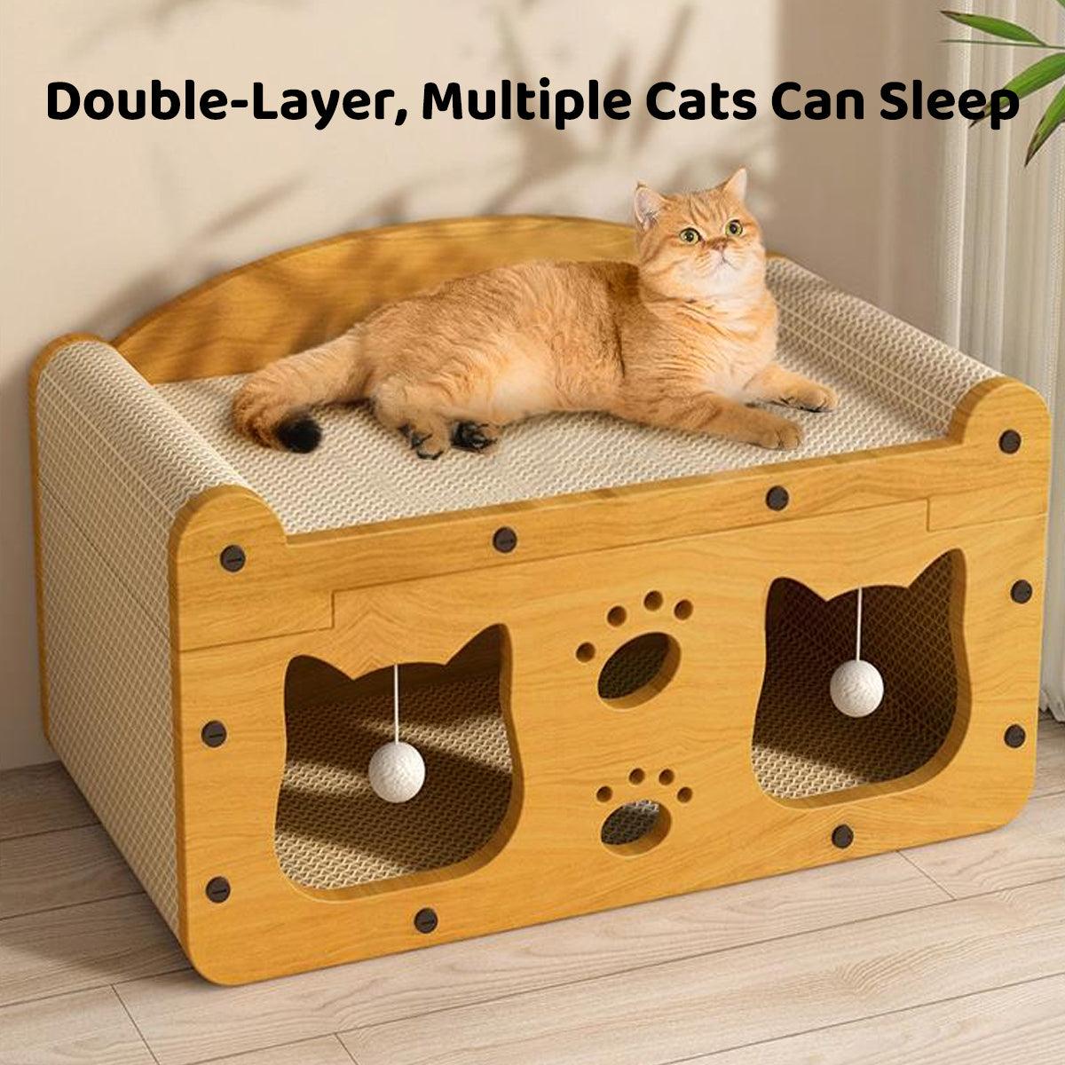 2-in-1 Cat Scratching Board & Bed, 56x28x29 cm, Durable, Interactive Toy - SuperSaverAU - view 4