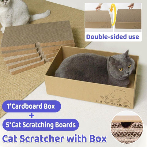 Premium Corrugated Cardboard Cat Scratcher Set with Play Hole