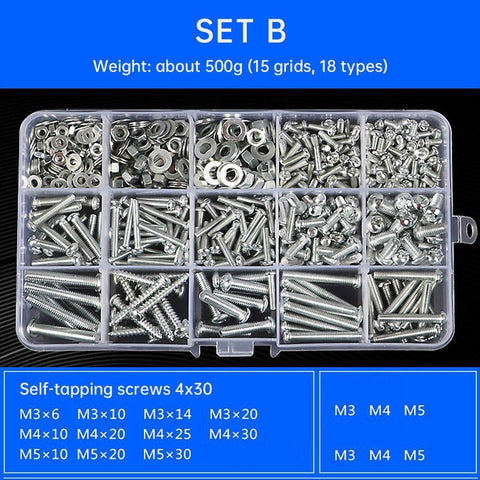 Premium Self-Tapping Screw Nut & Washer Assortment Set – B