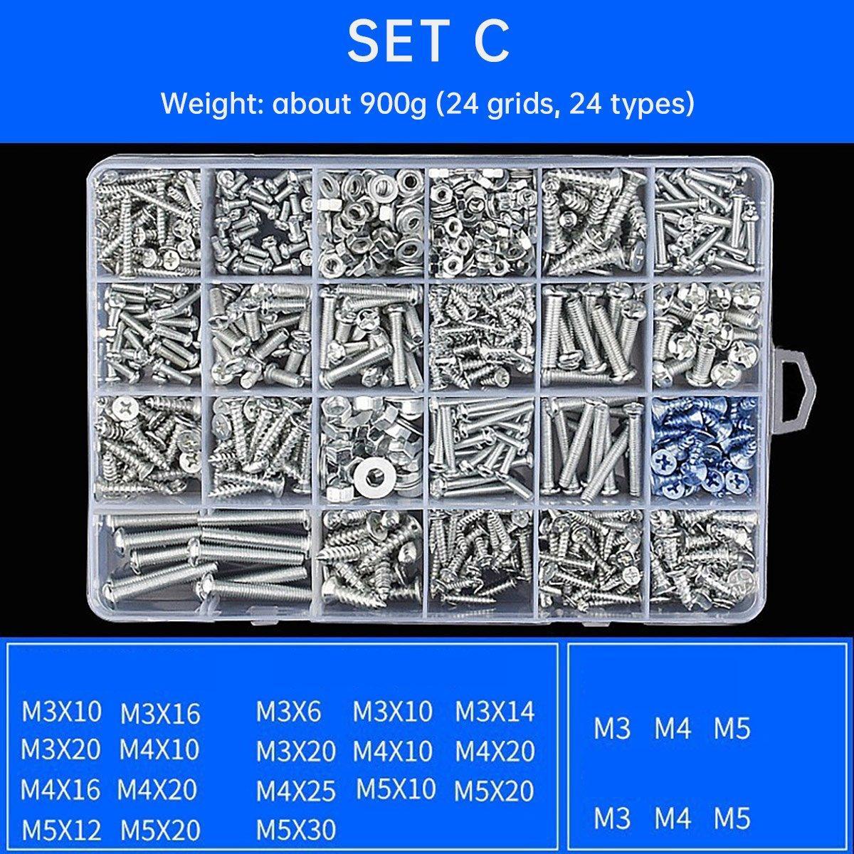 Premium Self-Tapping Screw Nut & Washer Assortment Set – F