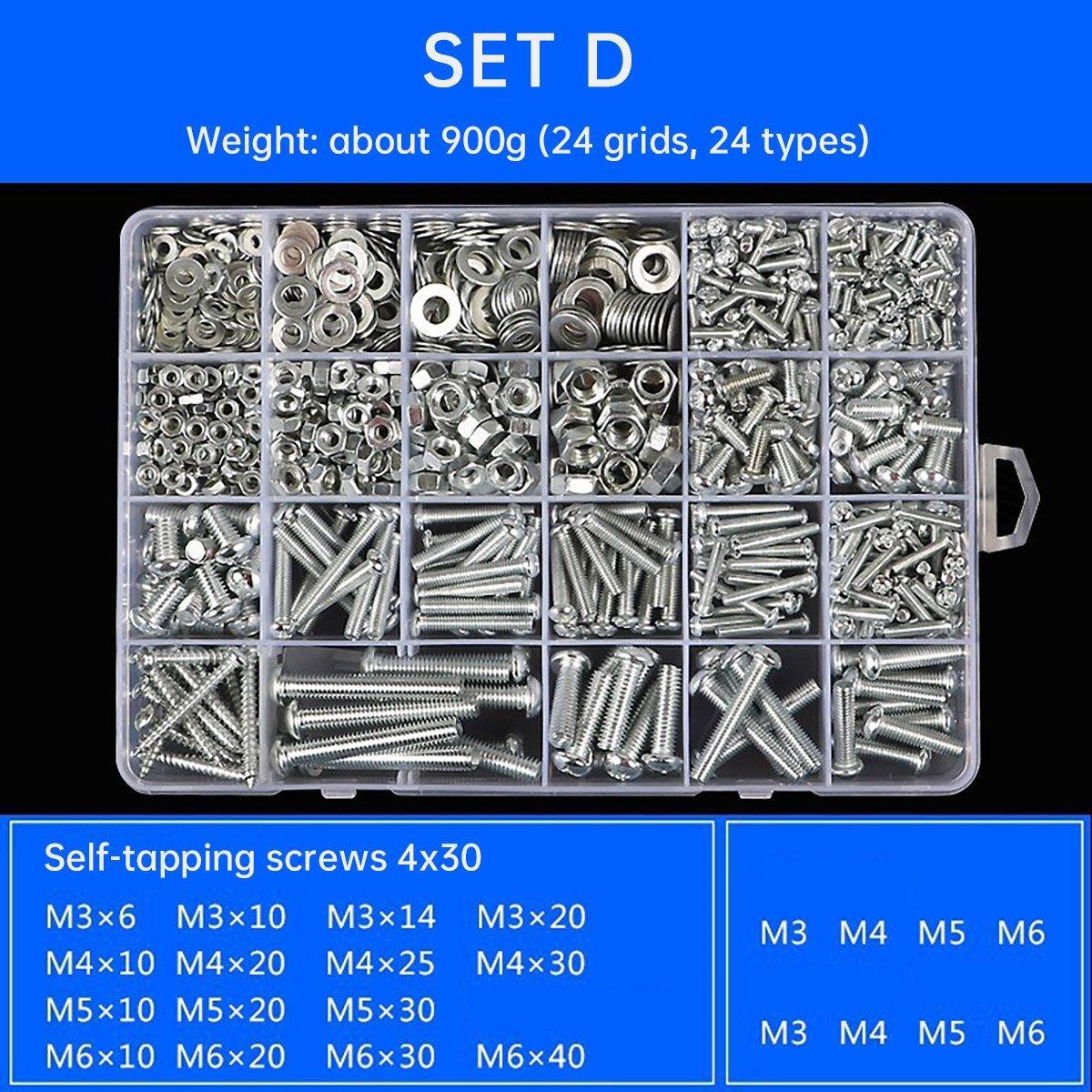 Premium Self-Tapping Screw Nut & Washer Assortment Set – F