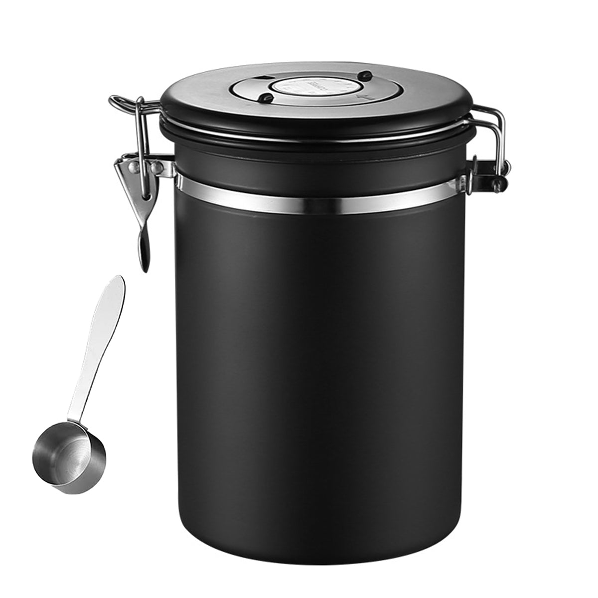 Premium Silver Stainless Steel Airtight Coffee Storage Jar 1500ml with Scoop