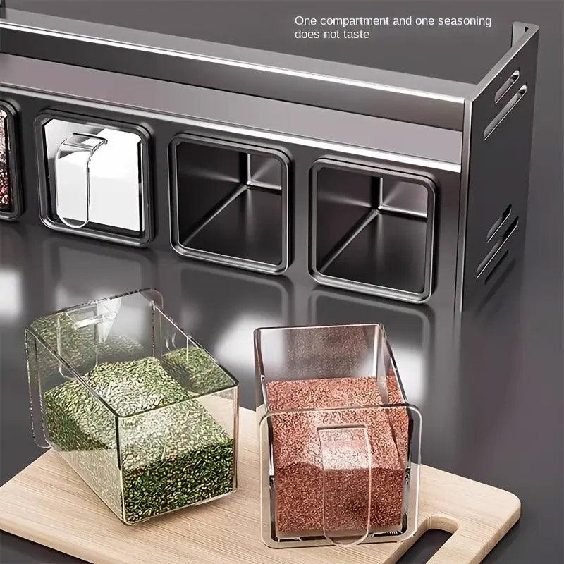 Gun Grey Wall Mounted Spice Rack with Adjustable Shelves - 4 Grids - SuperSaverAU - view 5
