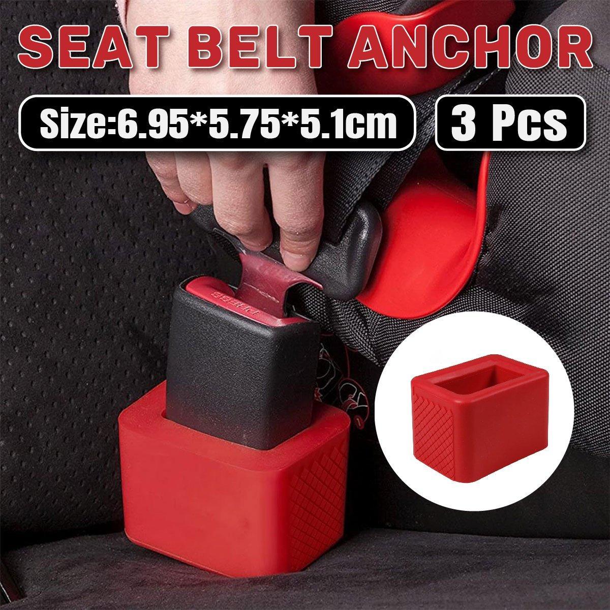 Premium Red 3PCS Silicone Seat Belt Buckle Slot Spacers