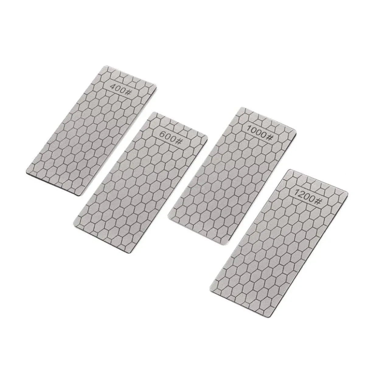 Premium 4 Piece Diamond Knife Sharpener Stone Set with Non-Slip Base