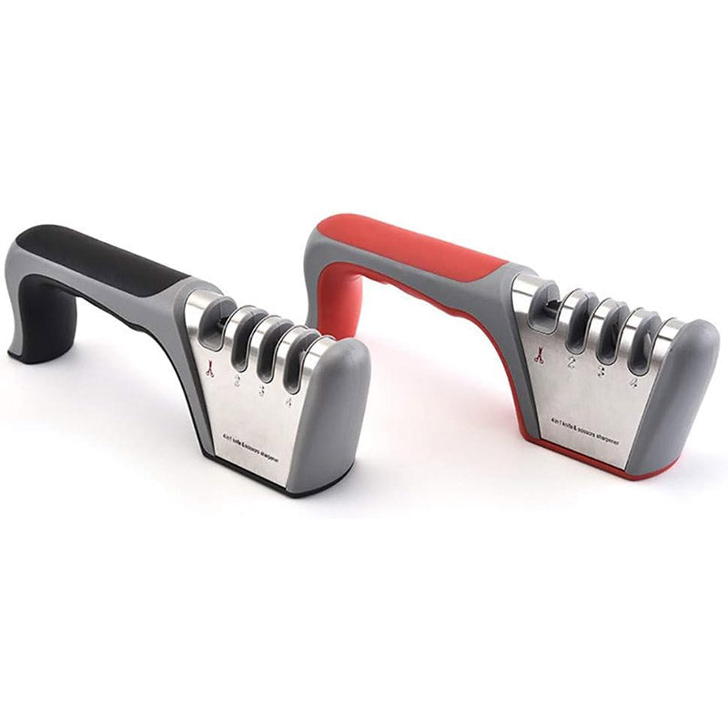 Four-Stage Knife Sharpener for Straight-Edged Kitchen Knives - 23.5 cm, Red - SuperSaverAU - view 2