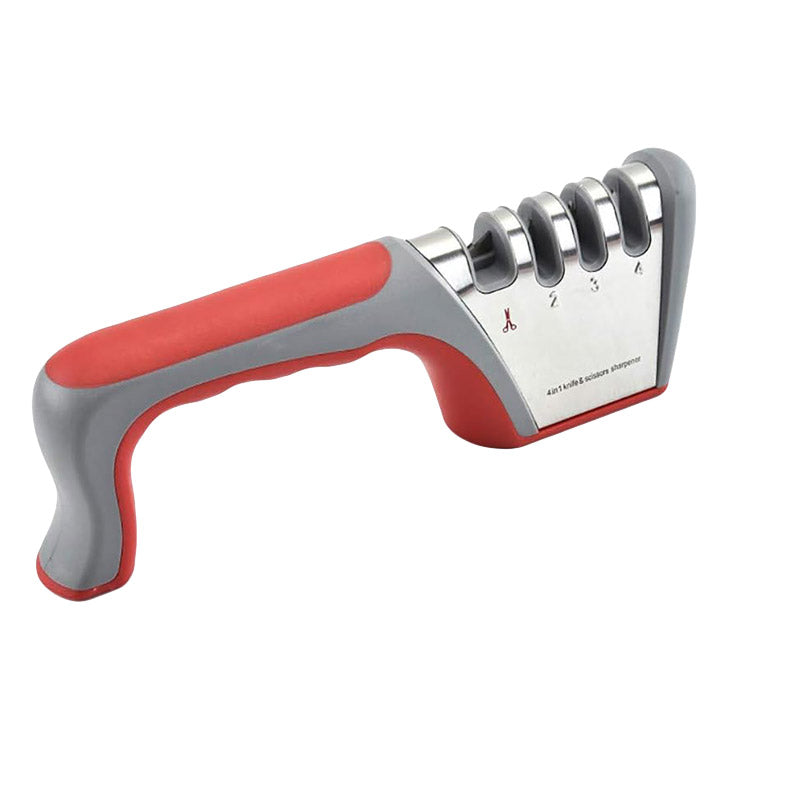 Four-Stage Knife Sharpener for Straight-Edged Kitchen Knives - 23.5 cm, Red - SuperSaverAU - view 5